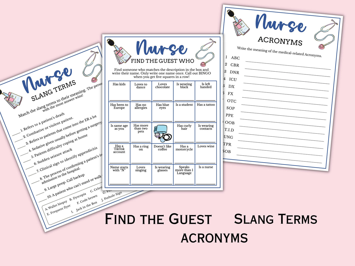 Nurse-Themed Party Games - 6 Printable Game