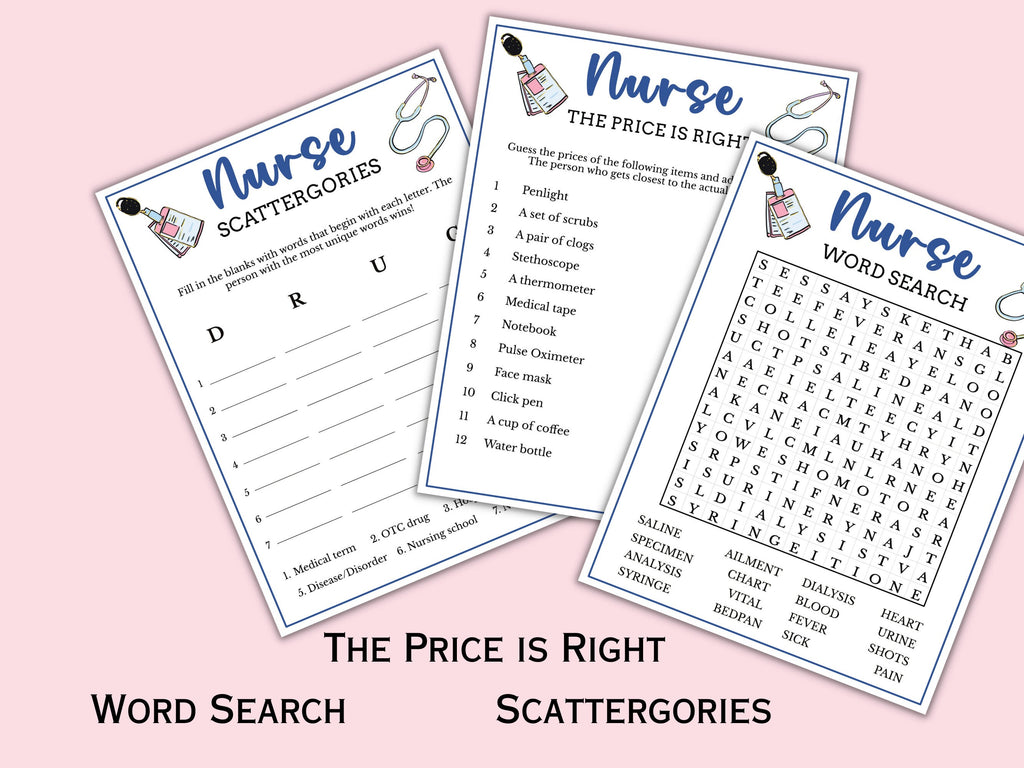 Nurse-Themed Party Games - 6 Printable Game