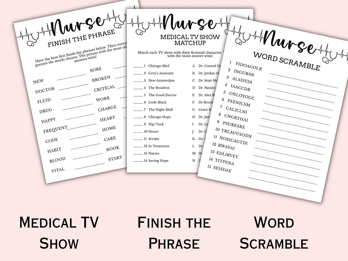 6 Printable Nurse-Themed Party Games