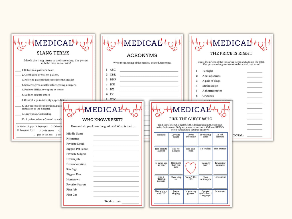 Printable Medical Party Game - (14 Games)