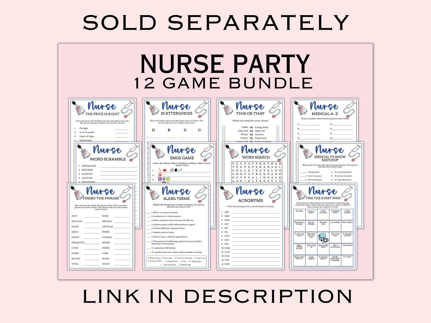 Nurse Bingo Game - 30 Cards