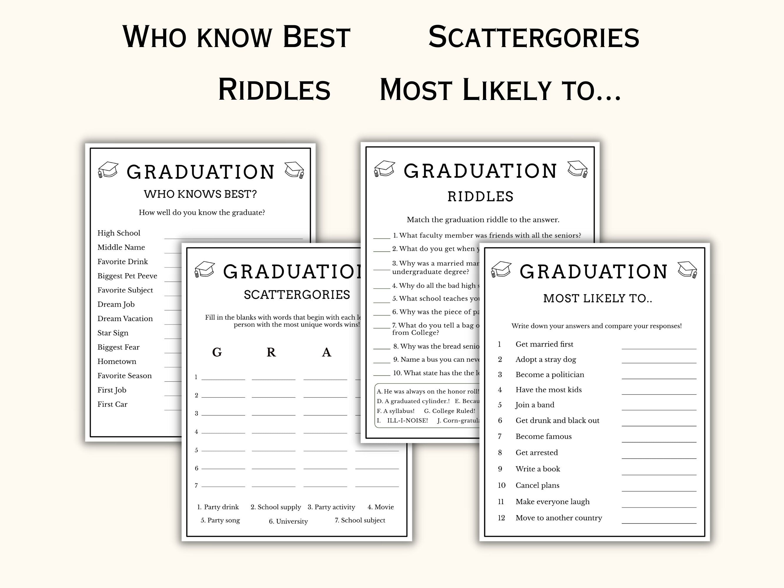 Printable Graduation Party Games Bundle (14 Games)