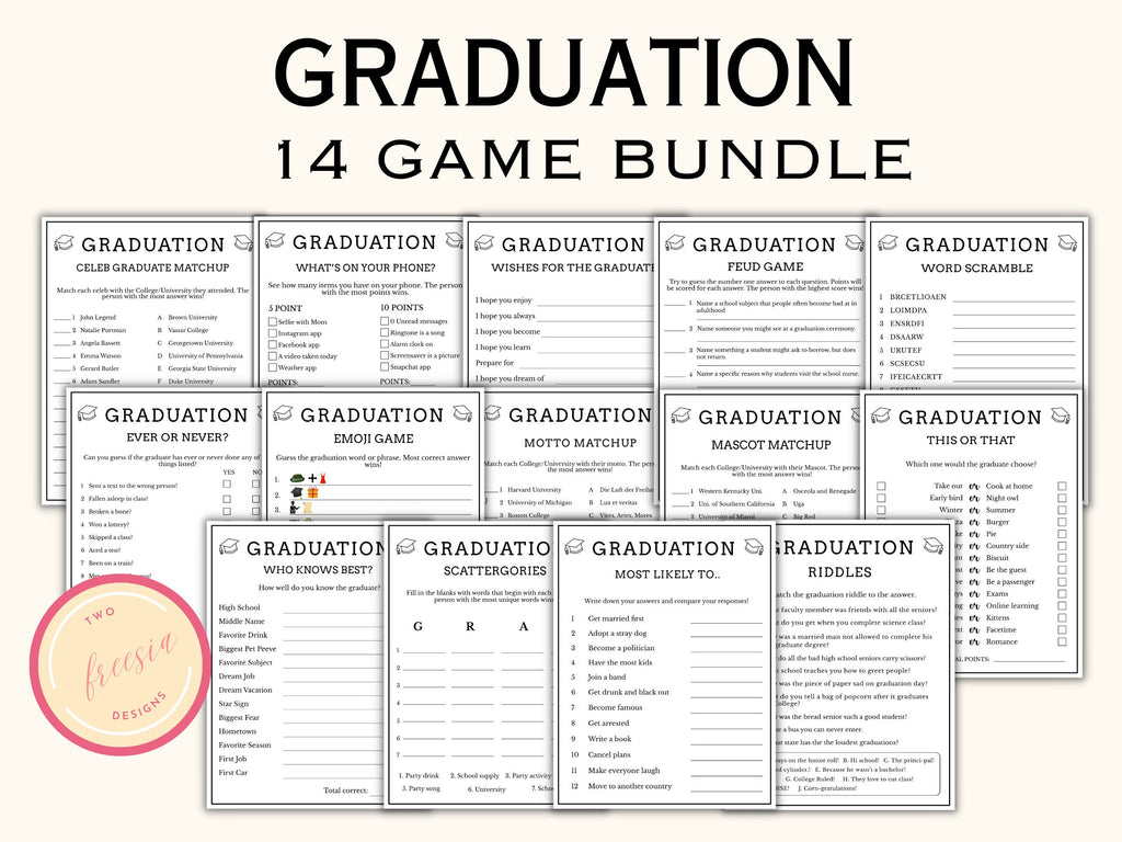 Printable Graduation Party Games Bundle (14 Games)