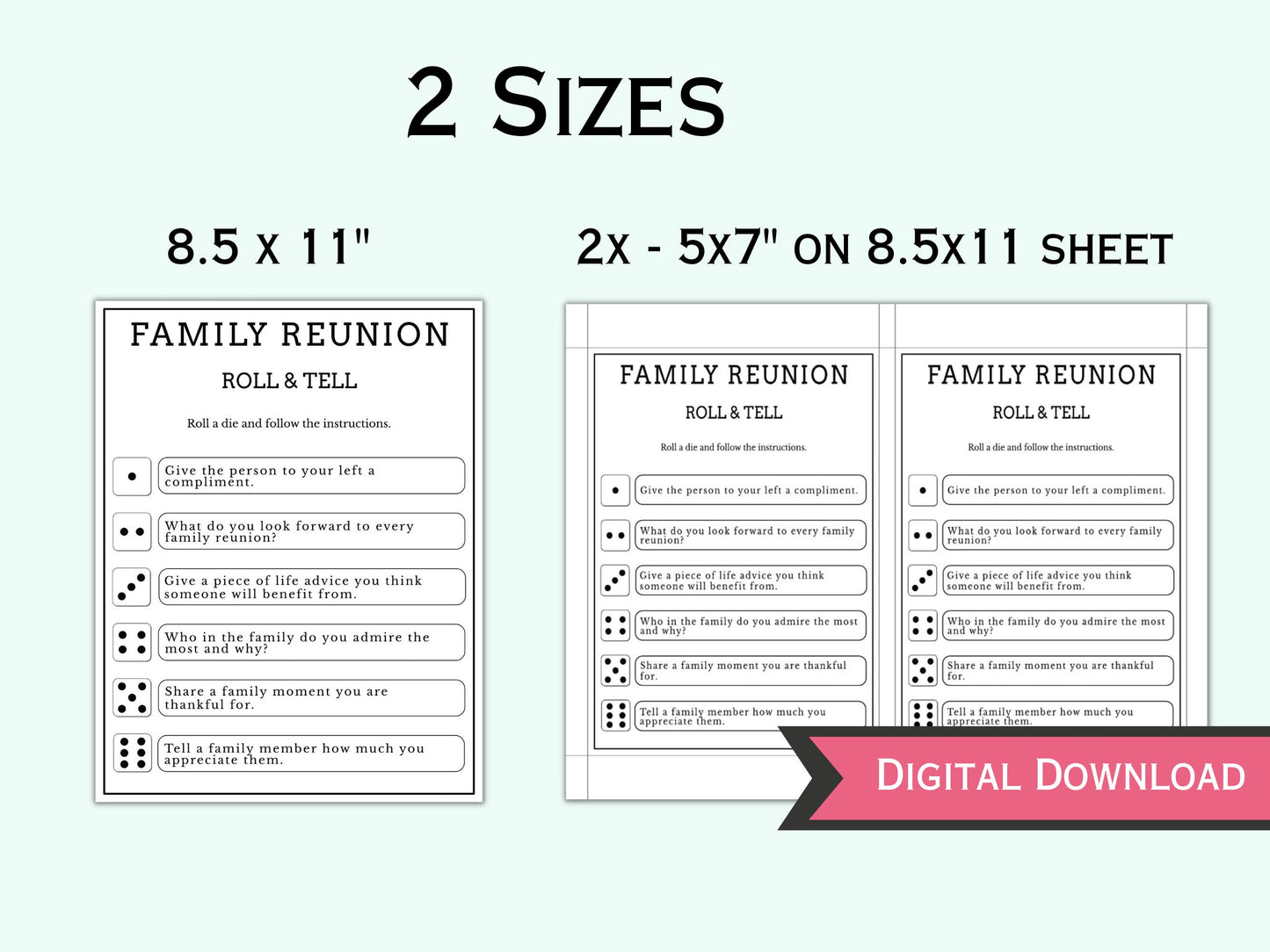 Family Reunion Roll & Tell Dice Game