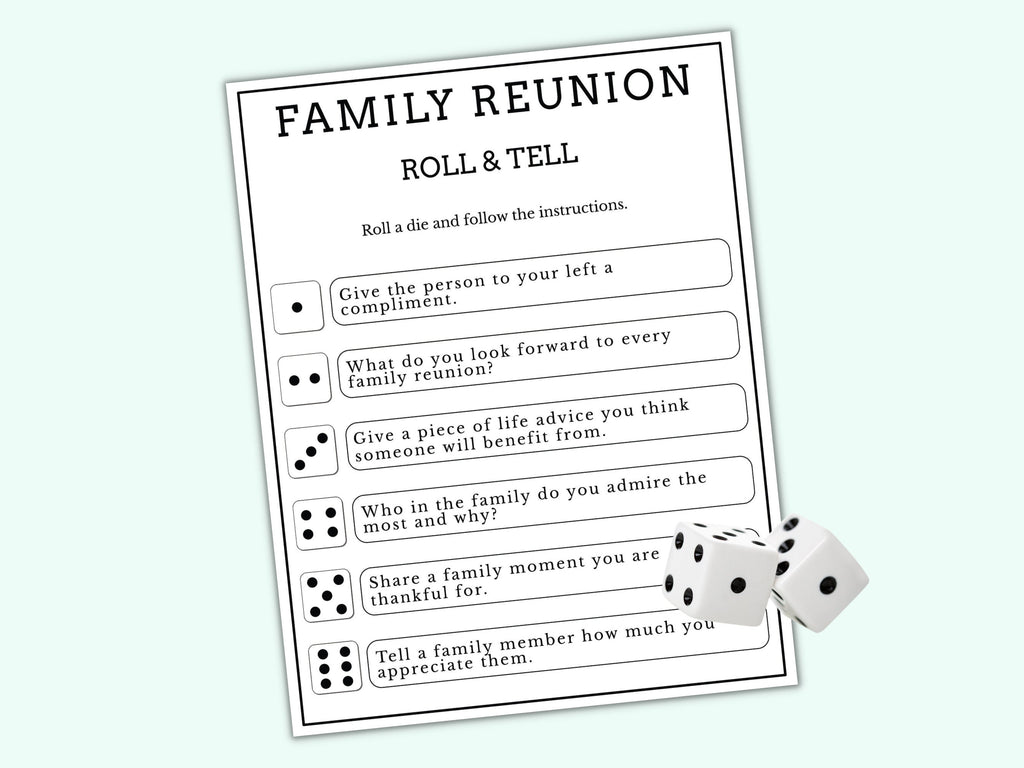 Family Reunion Roll & Tell Dice Game