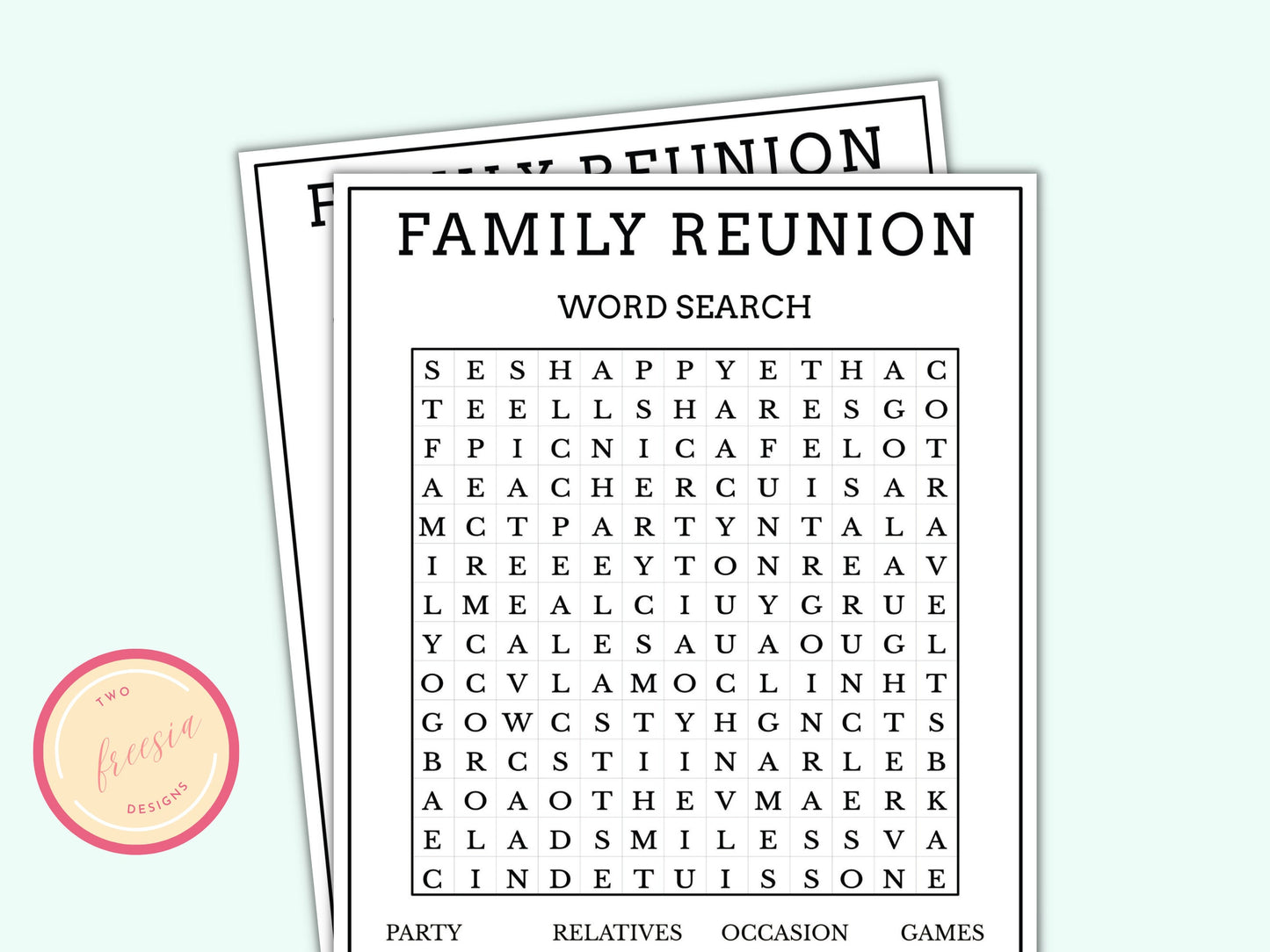 Family Reunion Word Search Game