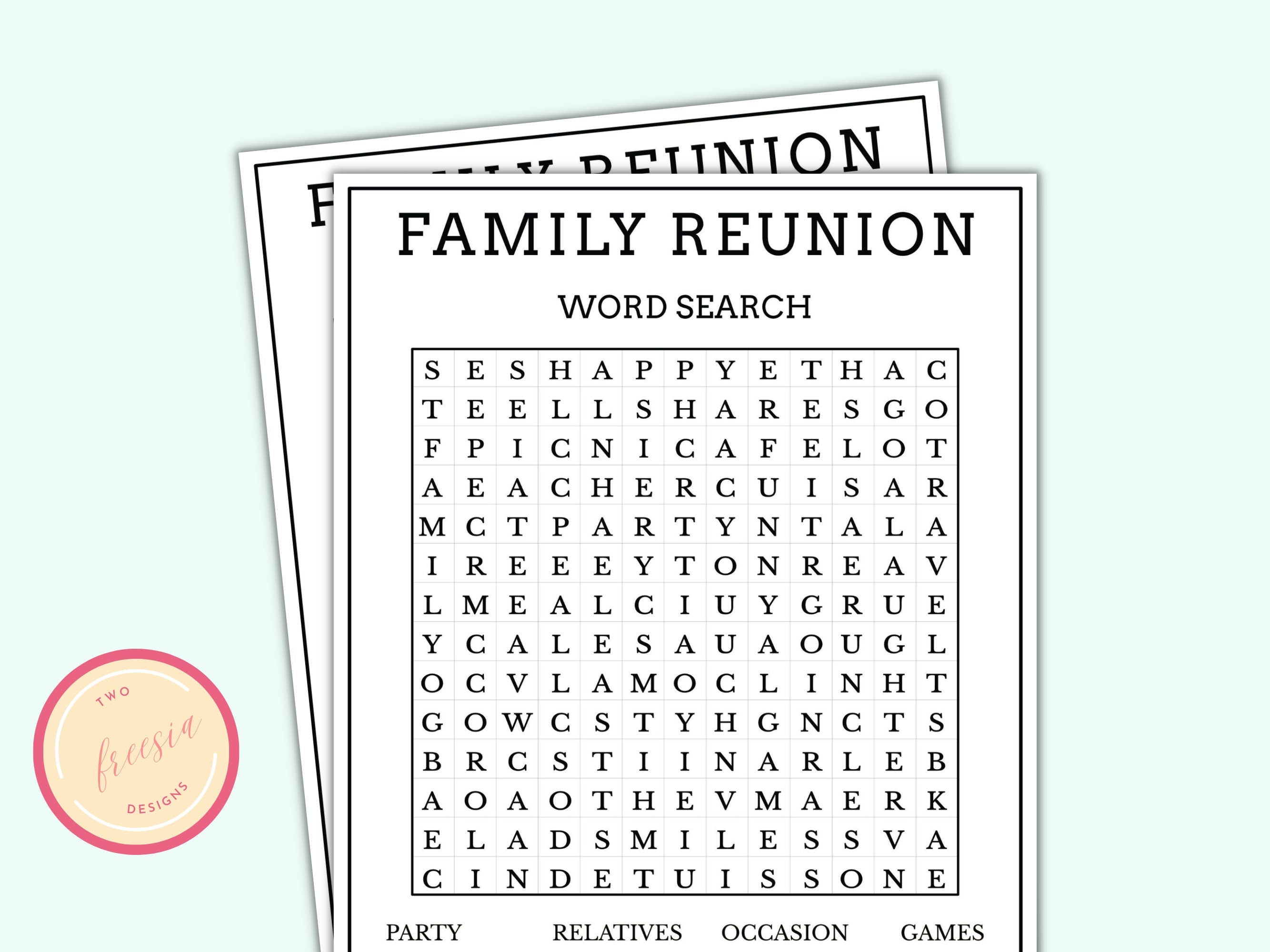 Family Reunion Word Search Game