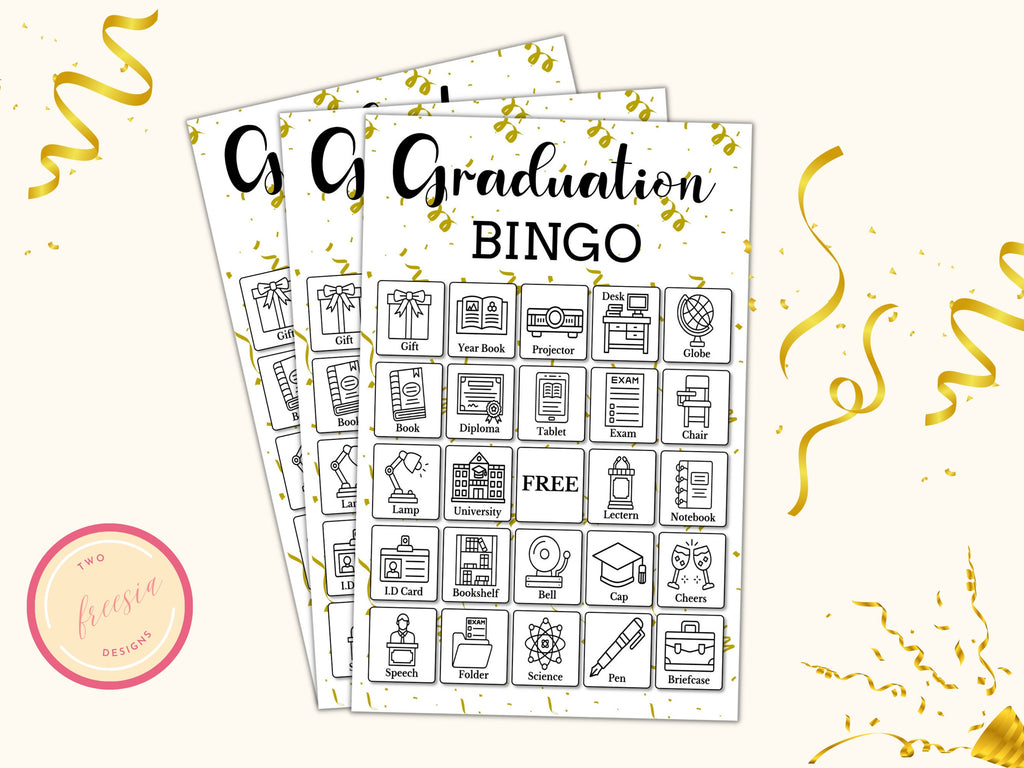 Graduation Bingo Game - 50 Unique Cards