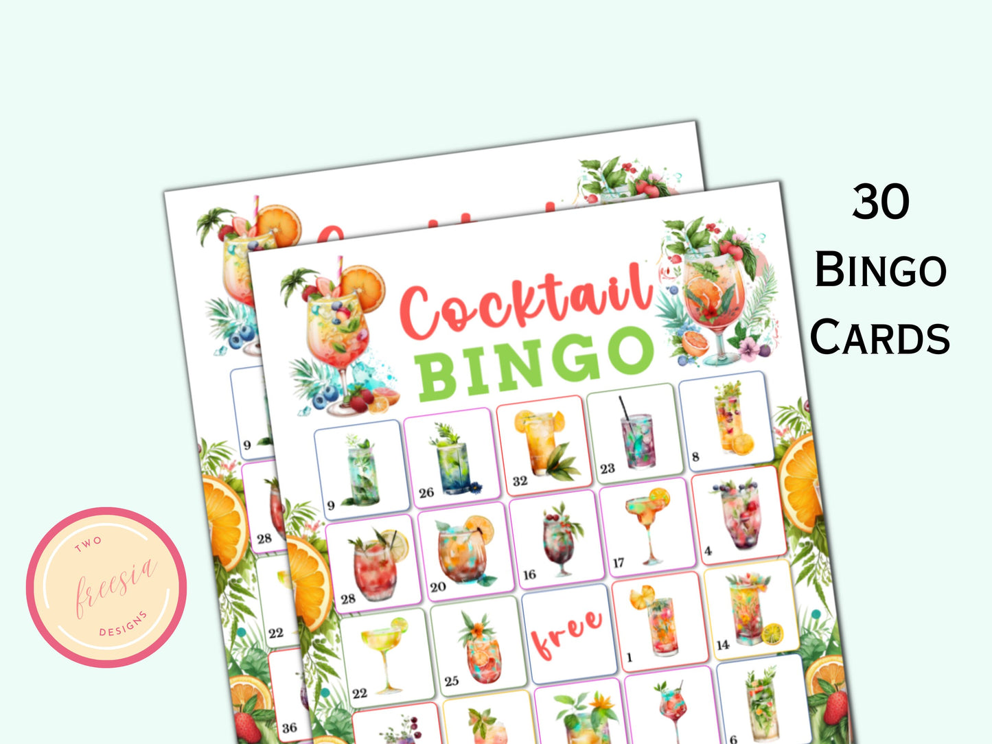 Cocktail Bingo - 30 Cards