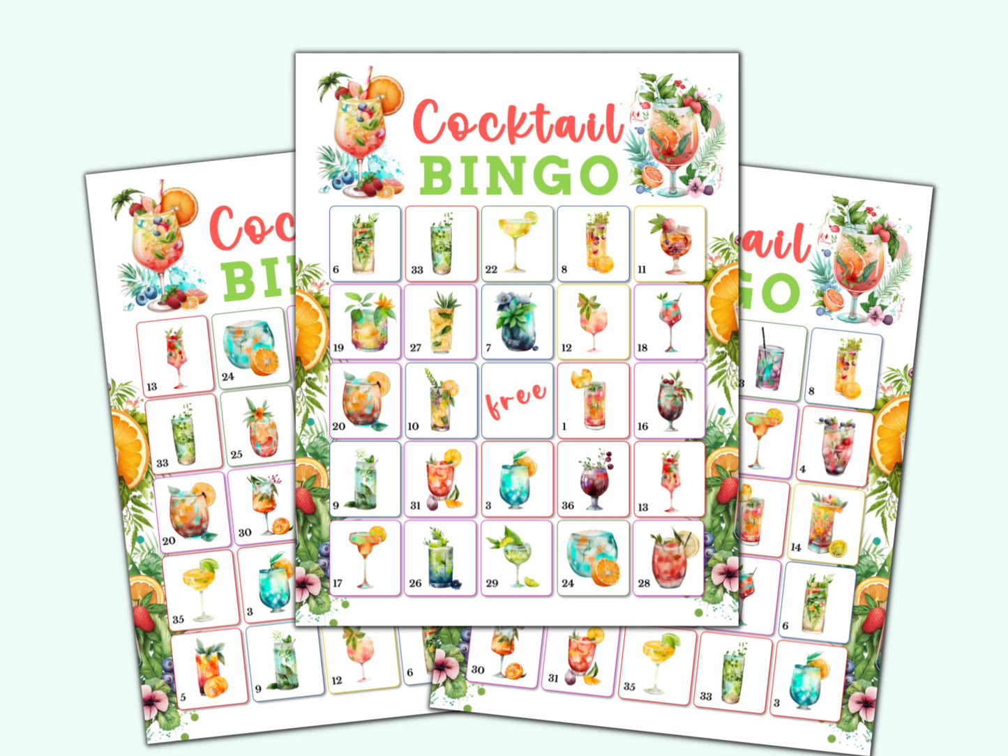 Cocktail Bingo - 30 Cards