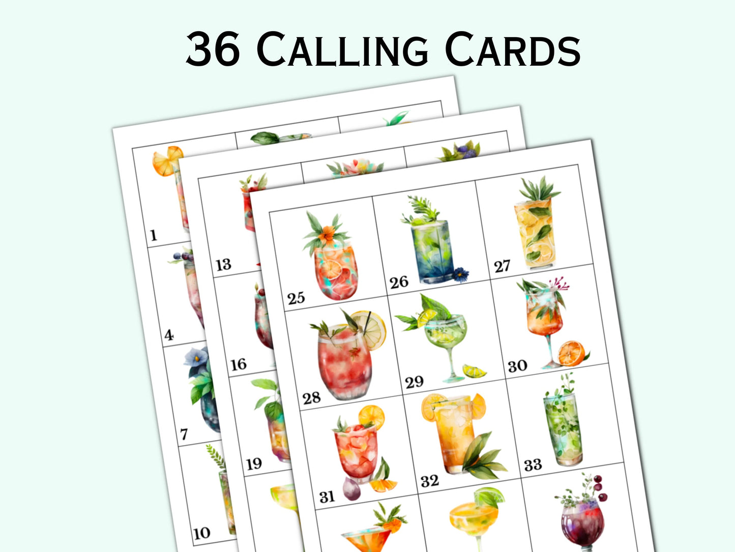 Cocktail Bingo - 30 Cards