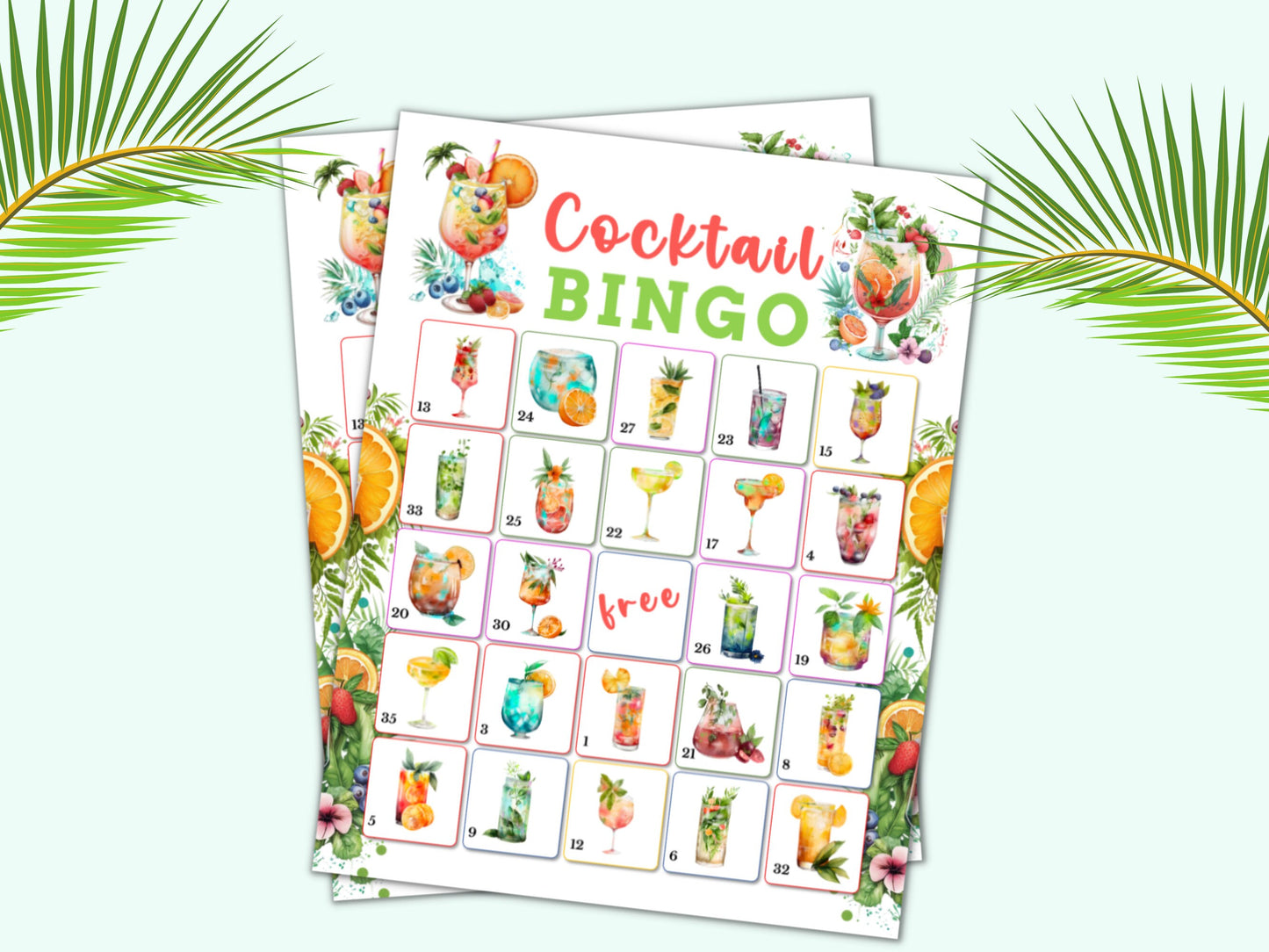 Cocktail Bingo - 30 Cards