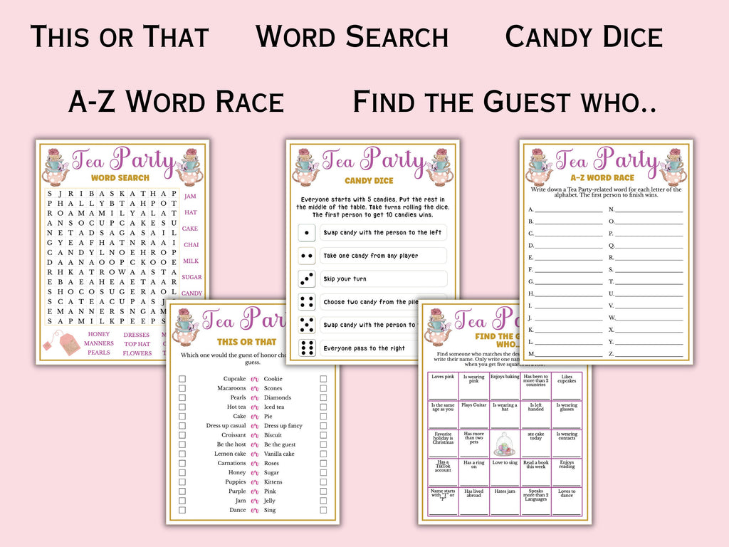 Tea Party Game Bundle for Kids & Adults - 22 Games