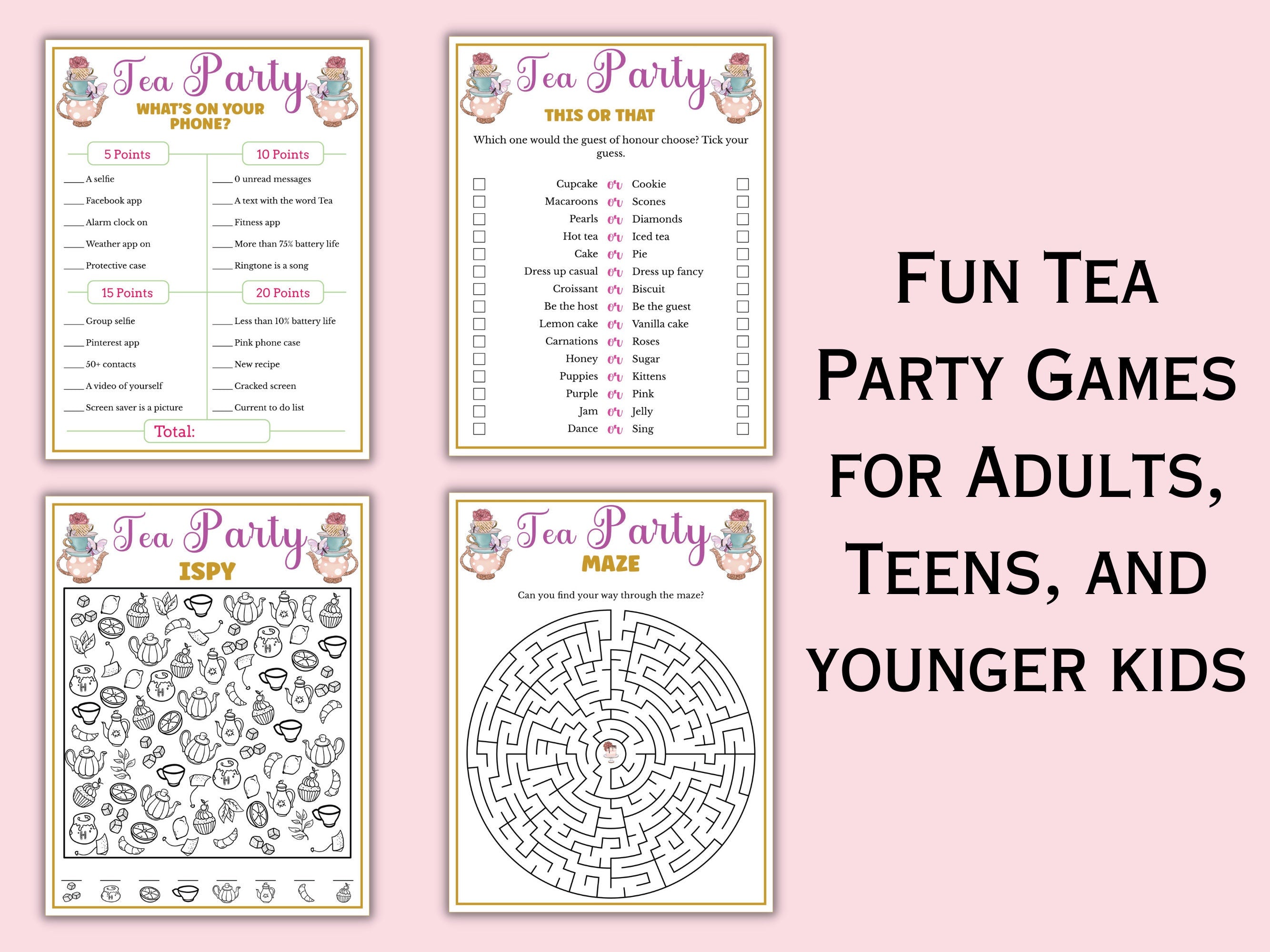 Tea Party Game Bundle for Kids & Adults - 22 Games