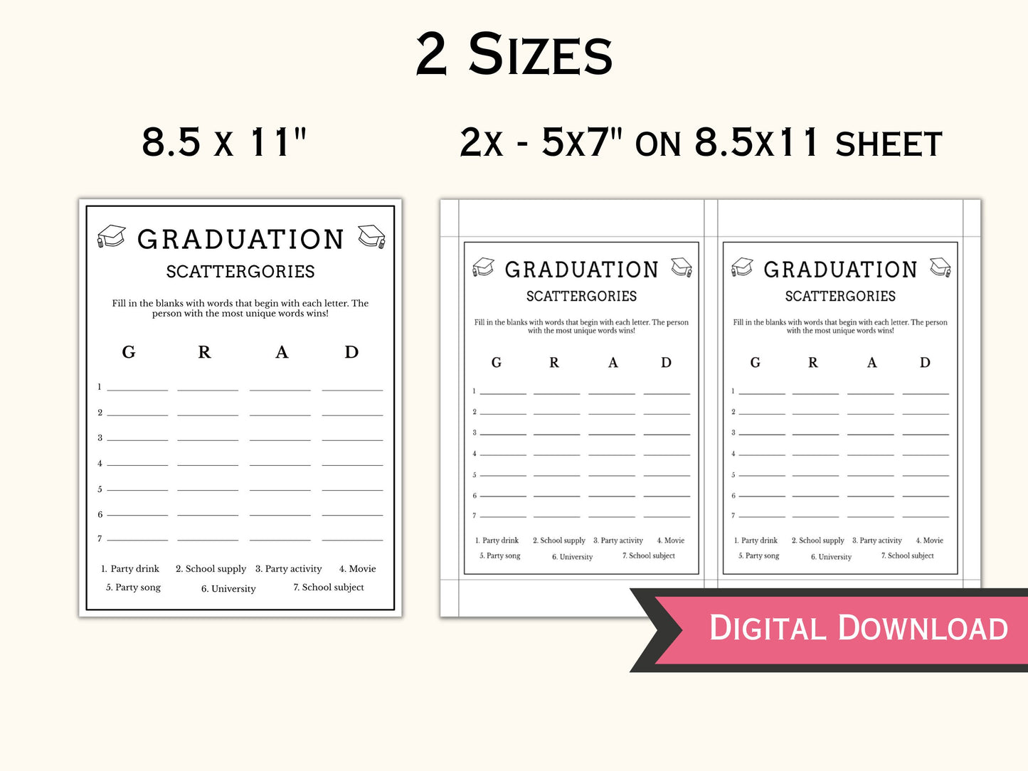 Graduation Party Game Bundle - 20 Printable Games