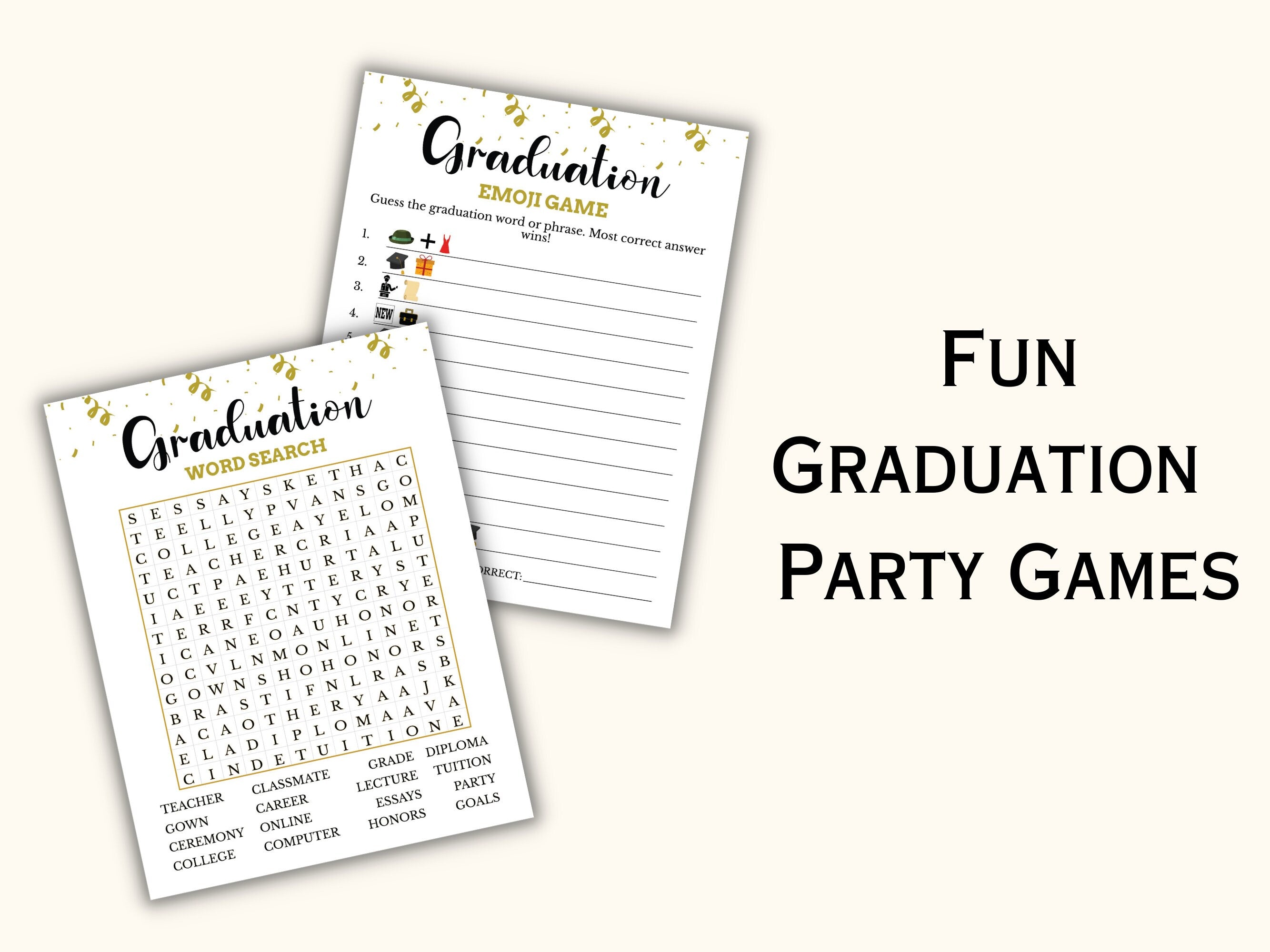 8 Printable Graduation Party Game Bundle