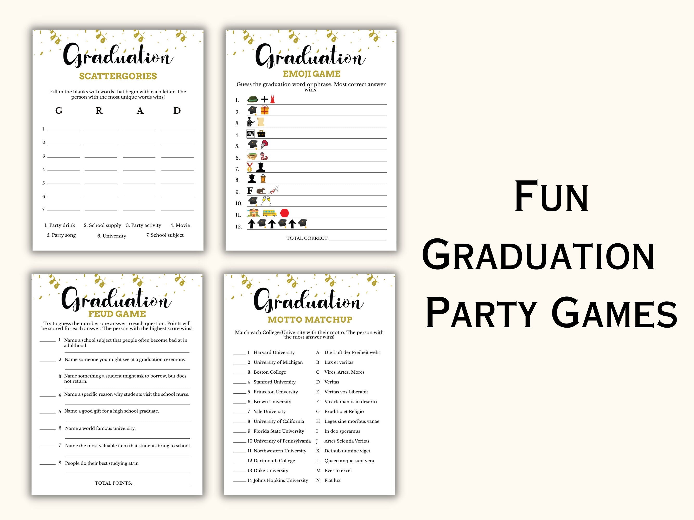 Graduation Party Games Bundle - 14 Printable Games