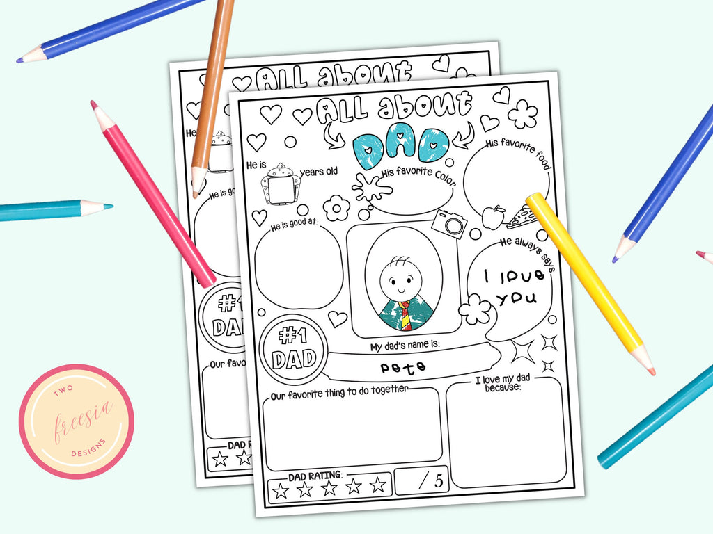 All about Dad - Fill in the Blank Activity Page