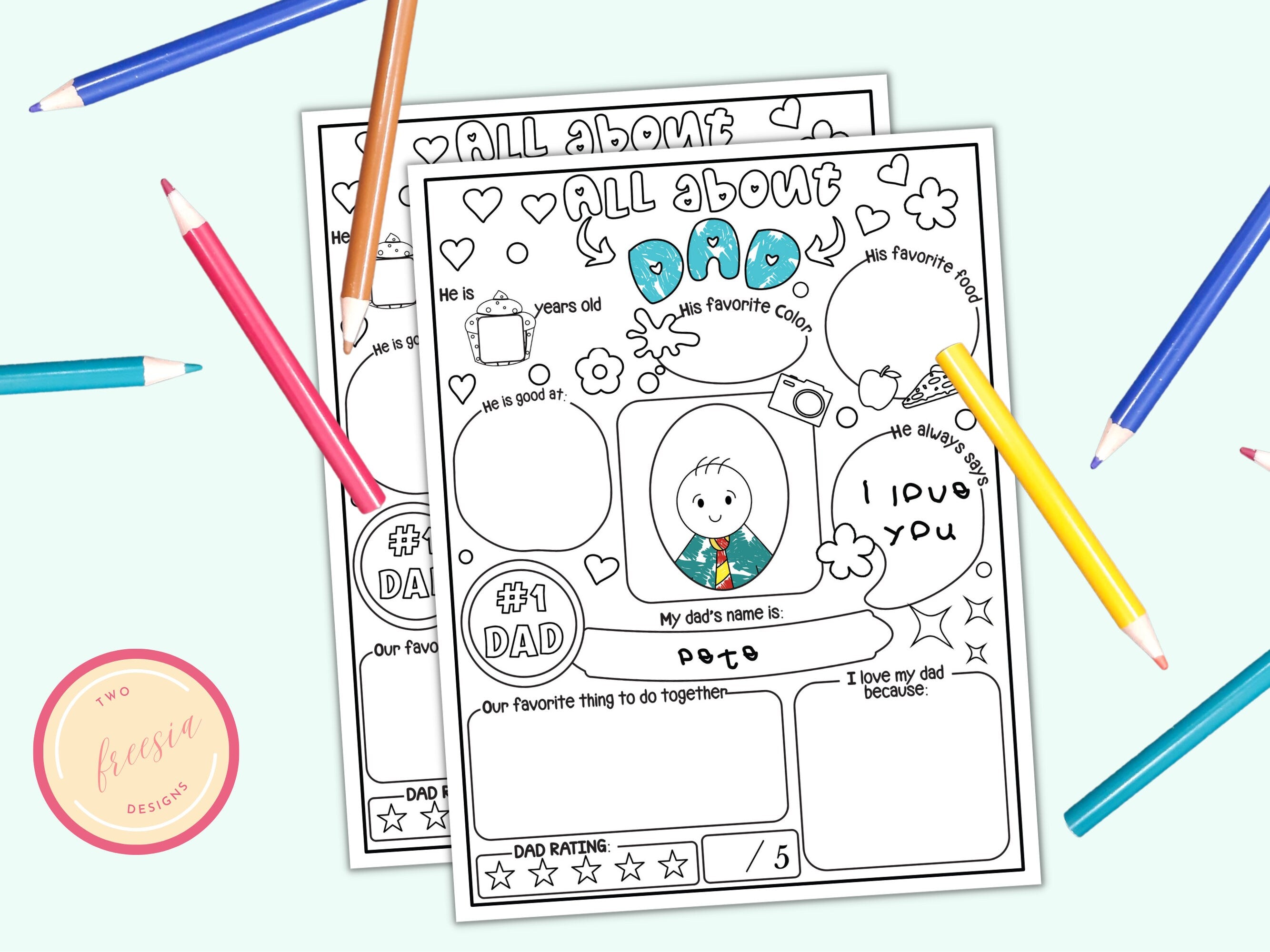 All about Dad - Fill in the Blank Activity Page