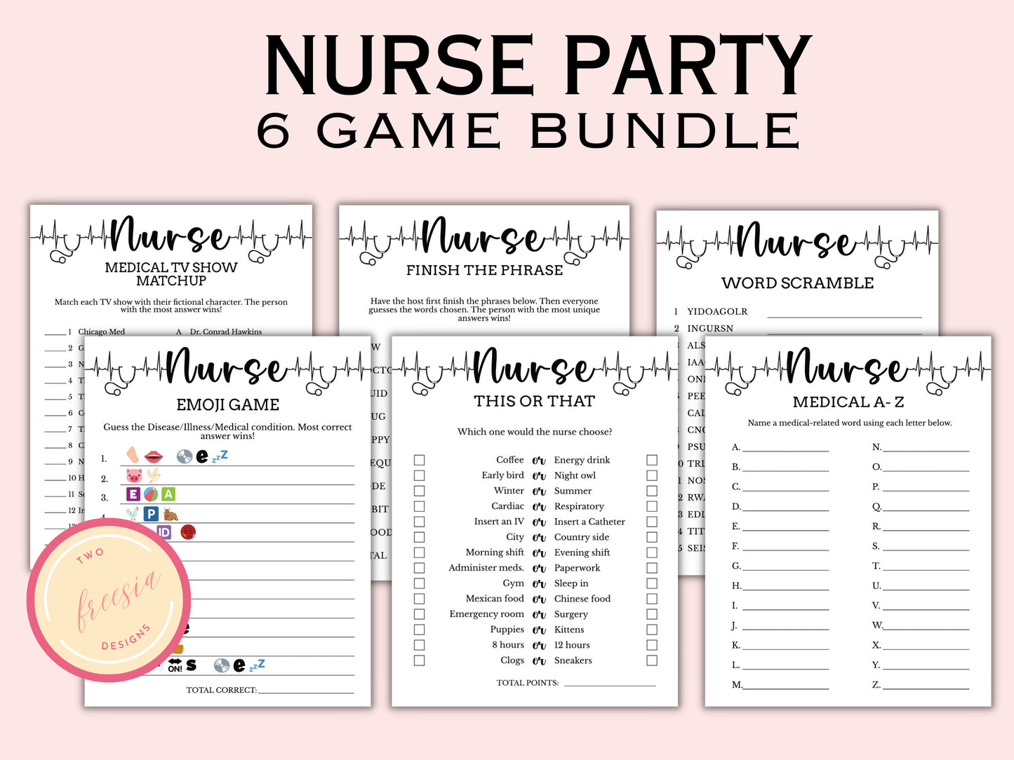 6 Printable Nurse-Themed Party Games