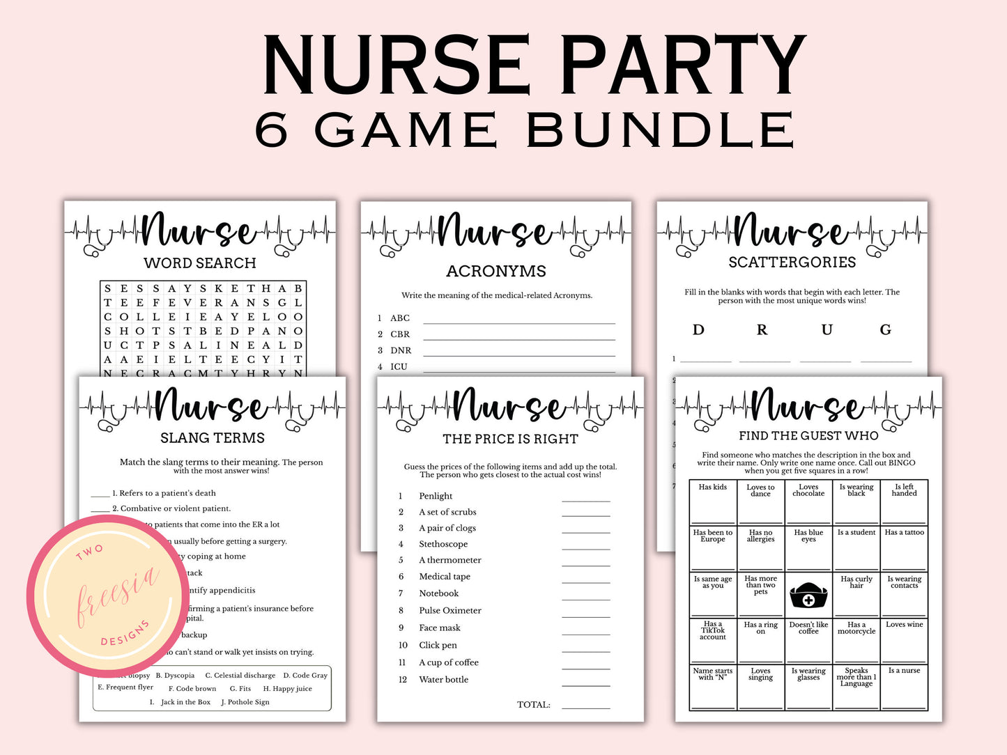 Nurse Themed Graduation Game Bundle - 6 Games