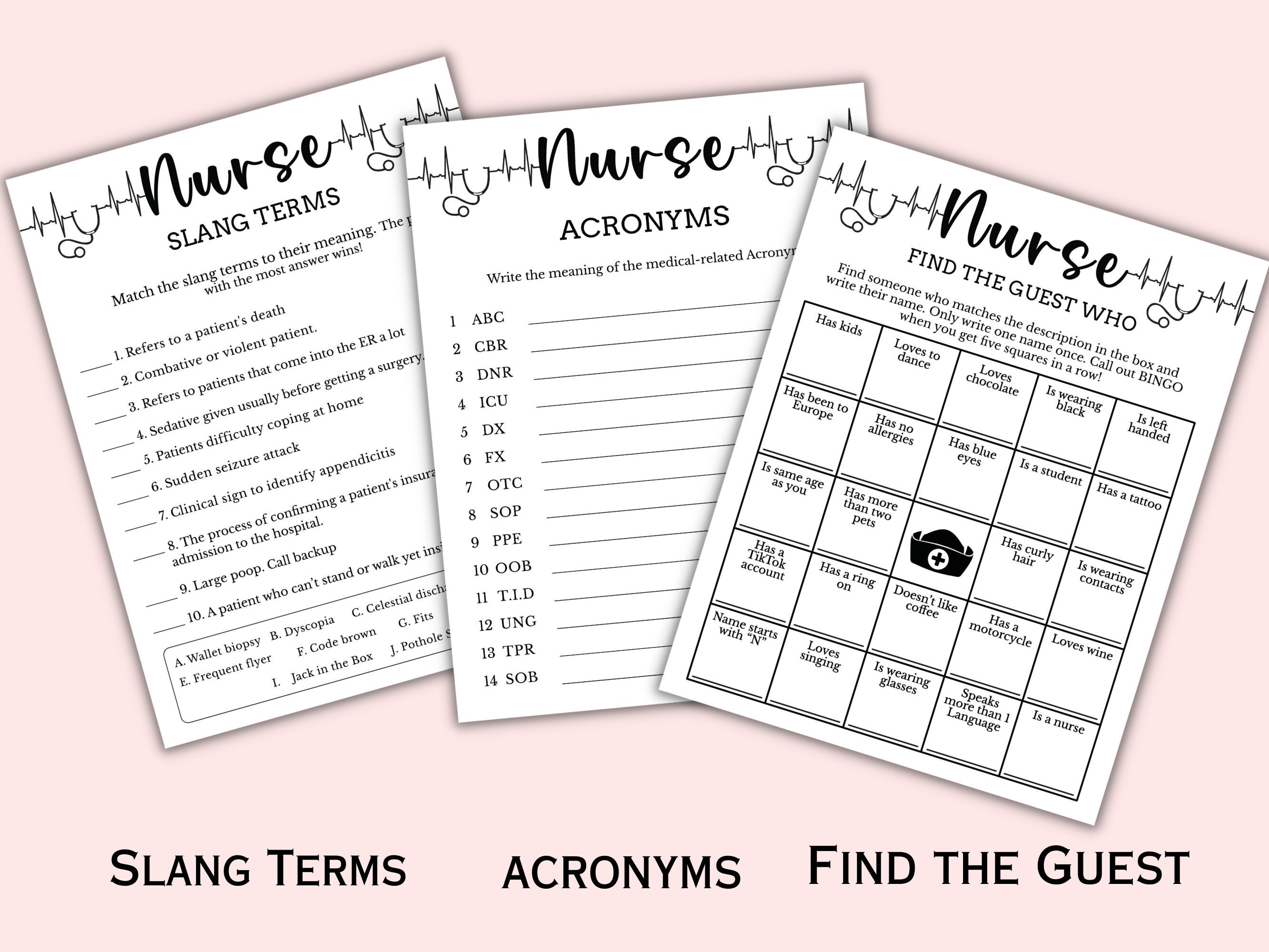 Nurse Themed Graduation Game Bundle - 6 Games