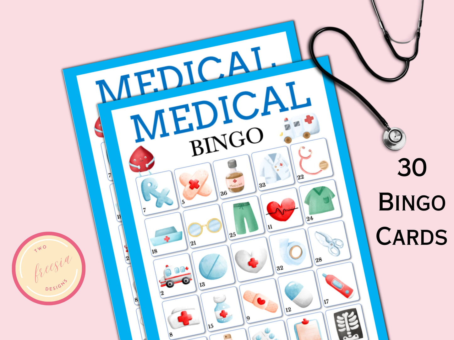Medical Bingo Game - 30 Cards