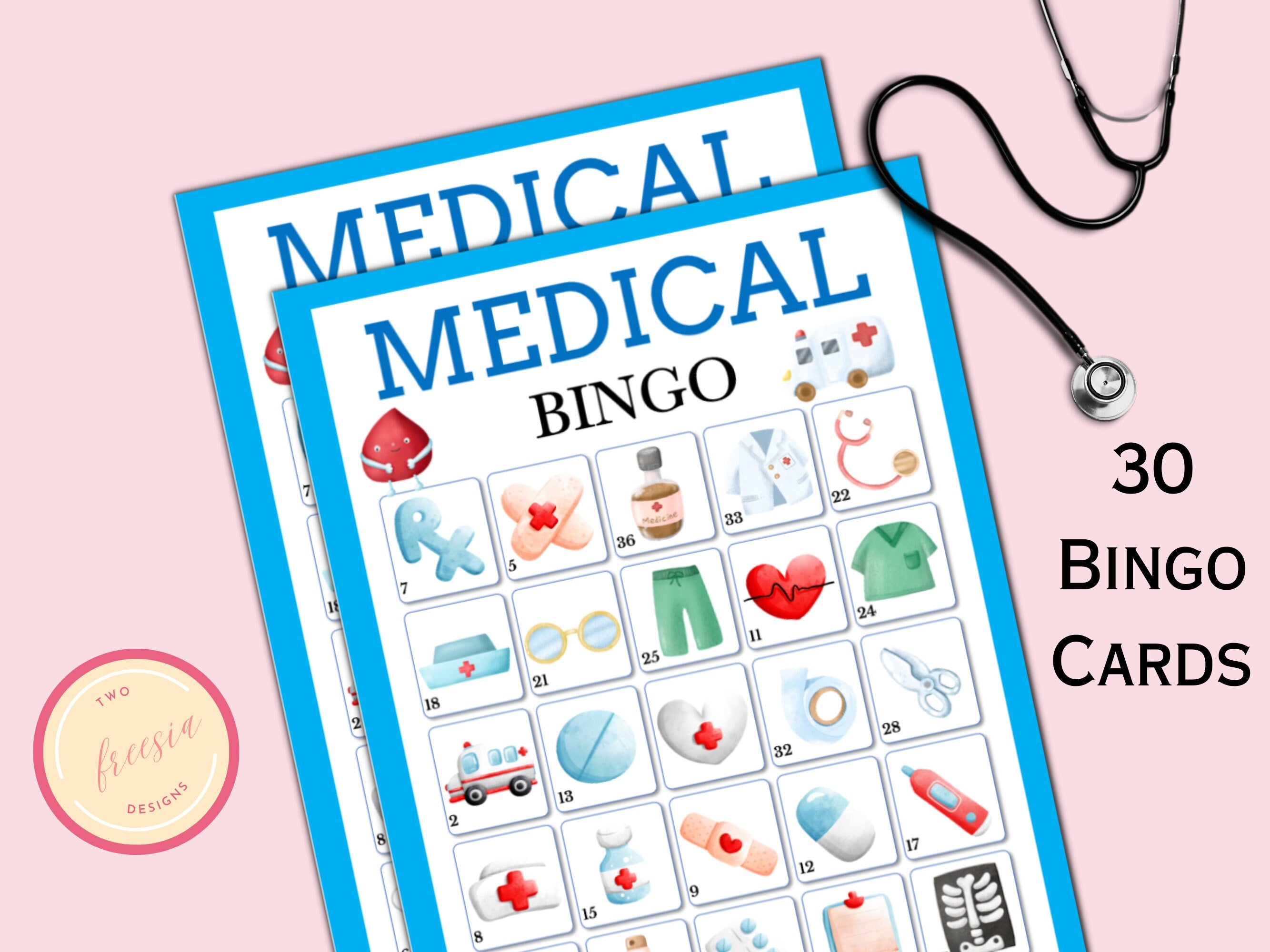 Medical Bingo Game - 30 Cards