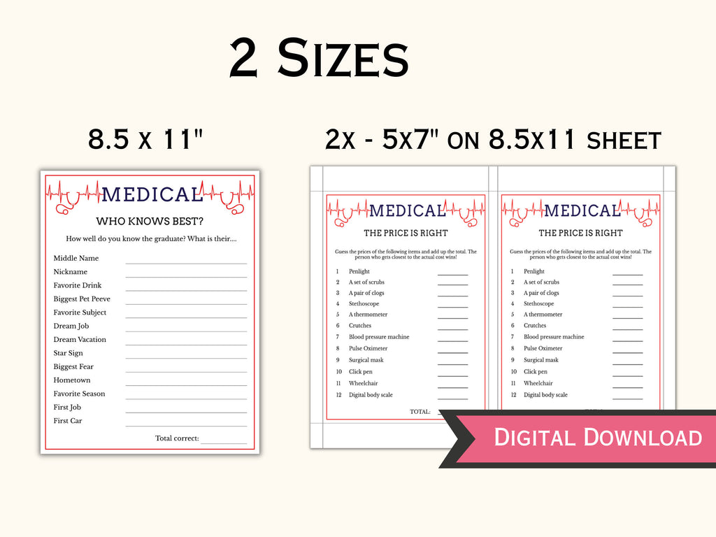 Printable Medical Party Game - (14 Games)