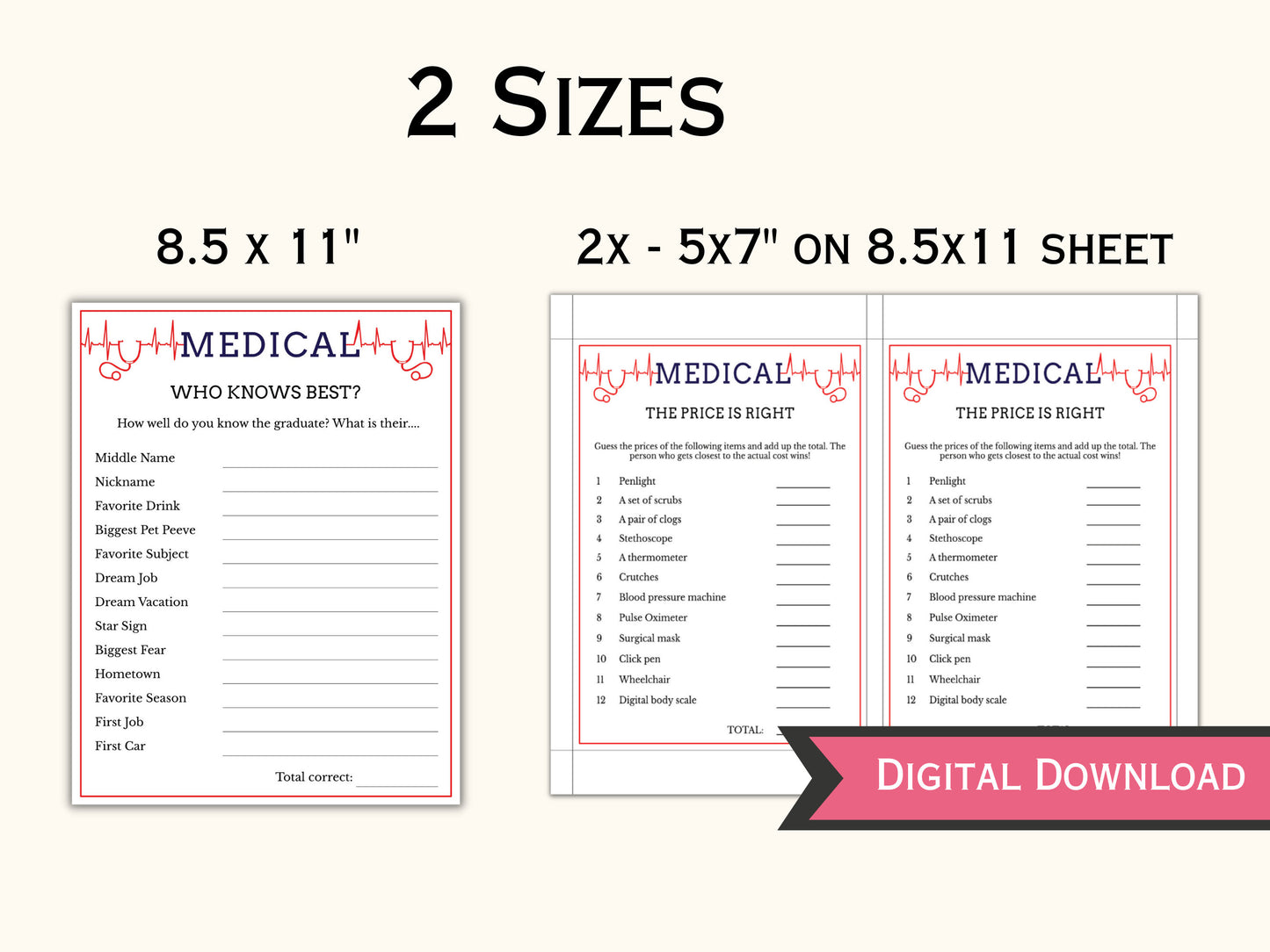 Printable Medical Party Game - (14 Games)