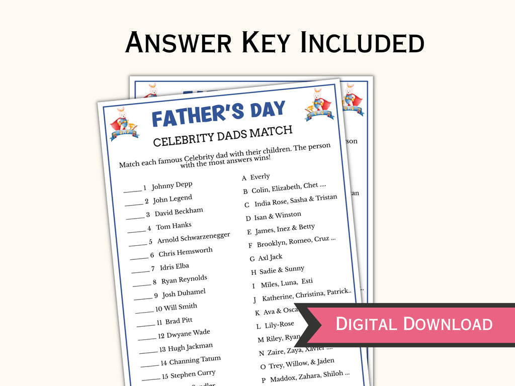 Celebrity Dads Match - Father's Day Game
