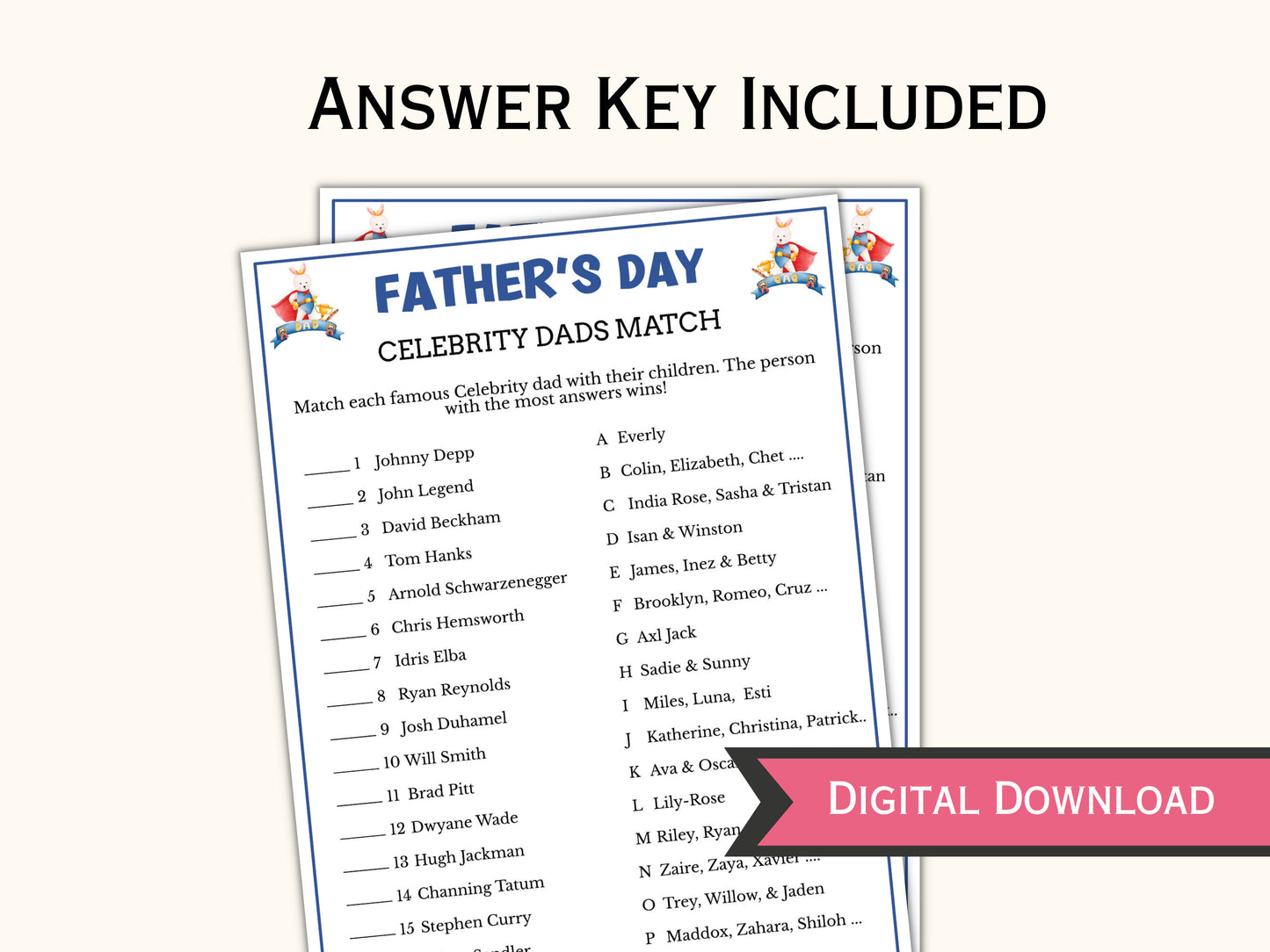 Celebrity Dads Match - Father's Day Game