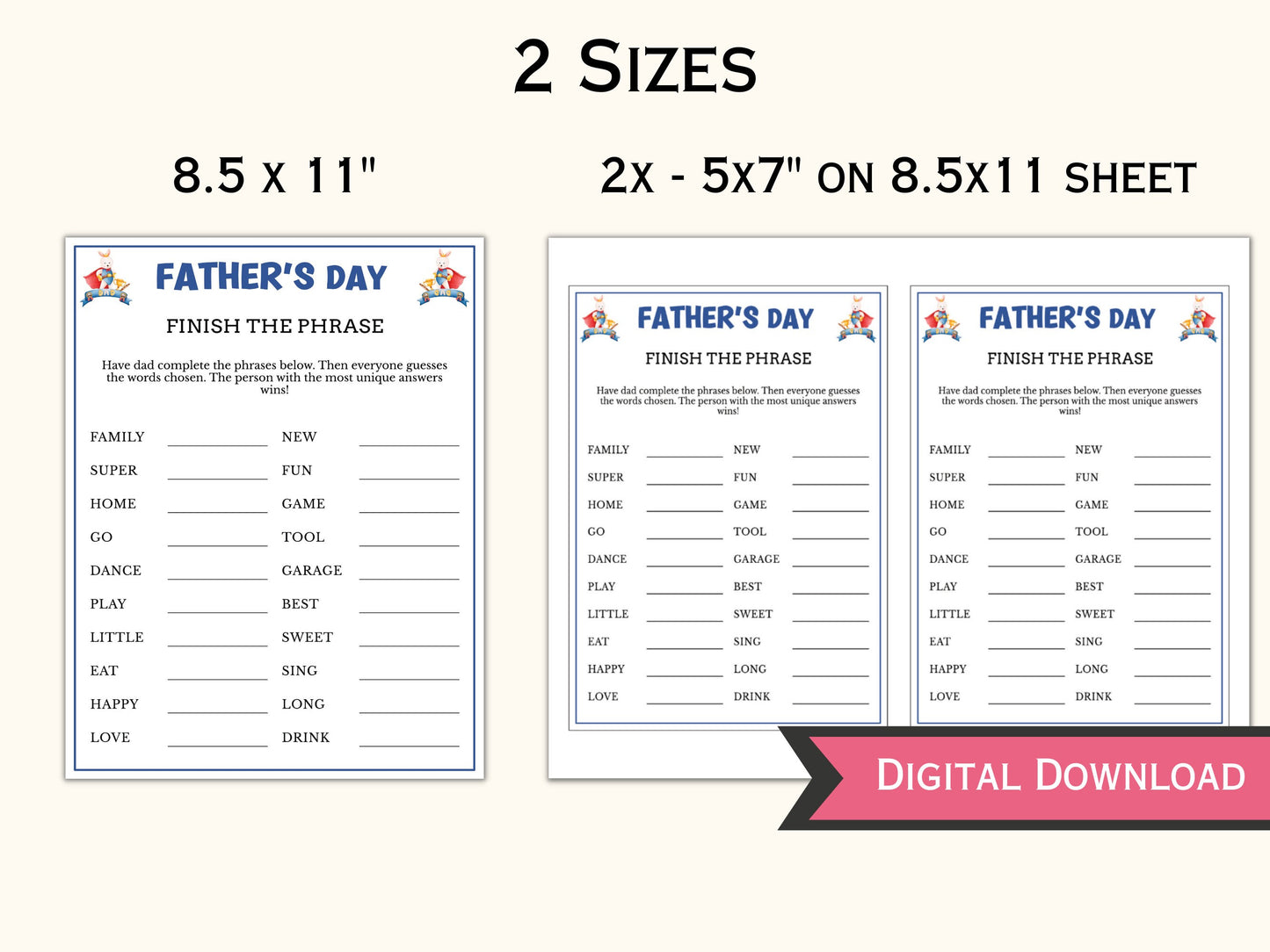 Finish the Phrase Game - Printable Father's Day Game