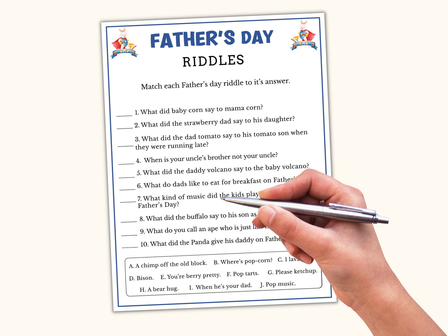 Father's Day Riddles Game