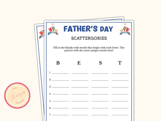 Father's day Scattergories Game