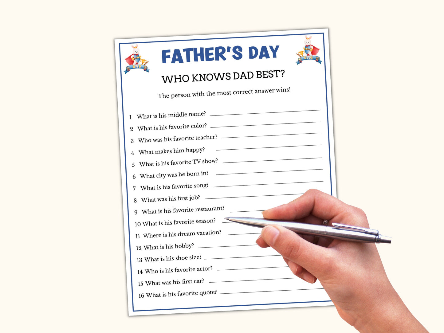 Who knows Dad Best?  Father's Day Game