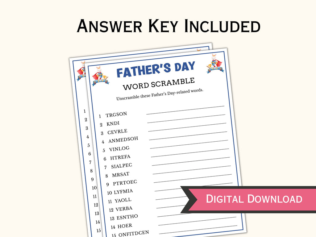 Father's Day Word Scramble Game