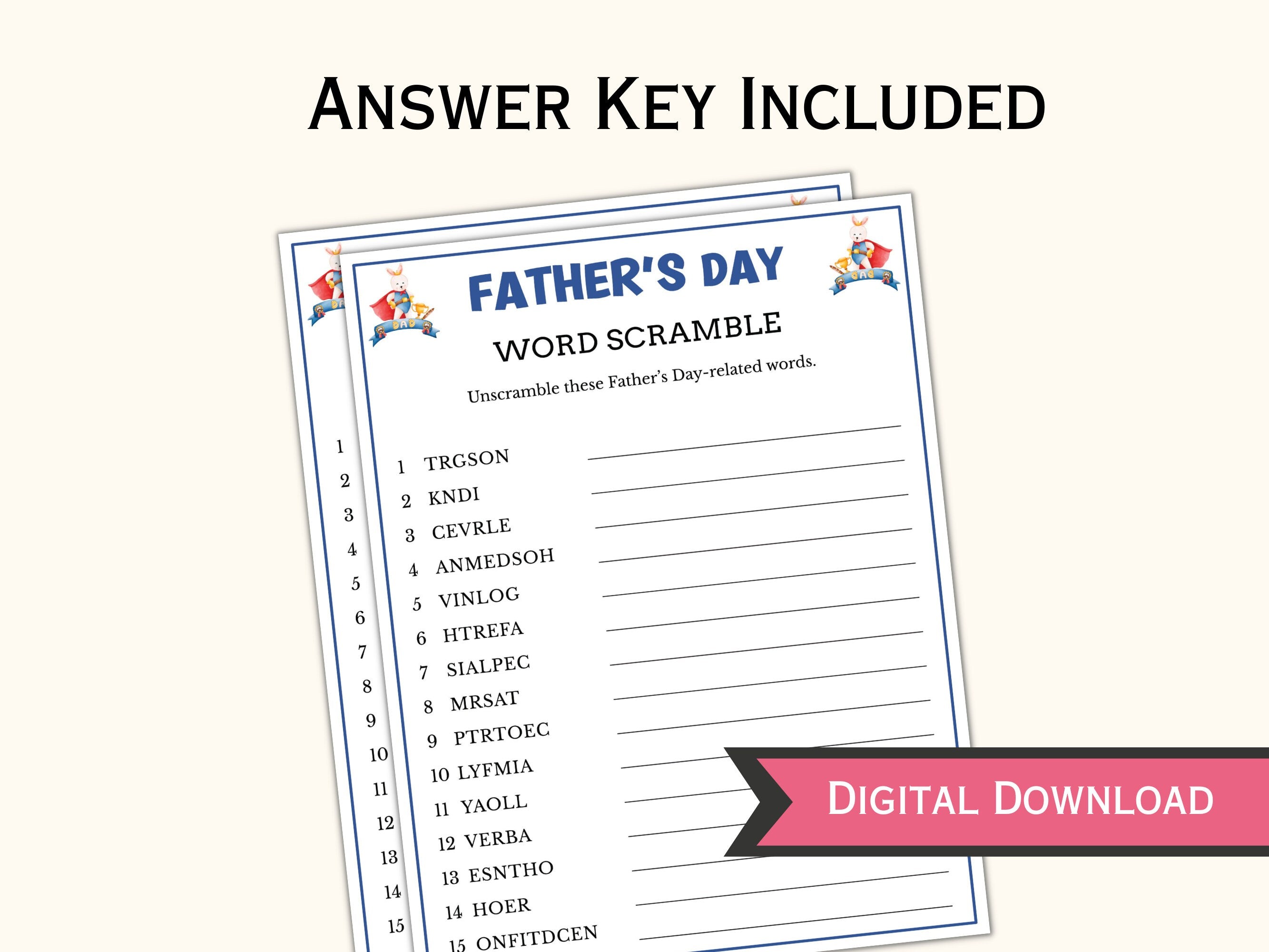 Father's Day Word Scramble Game