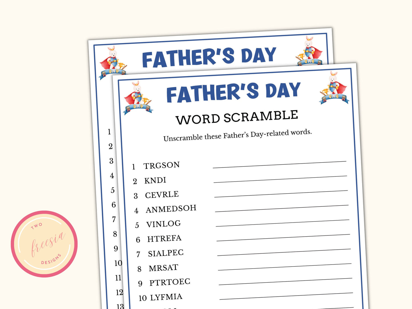 Father's Day Word Scramble Game