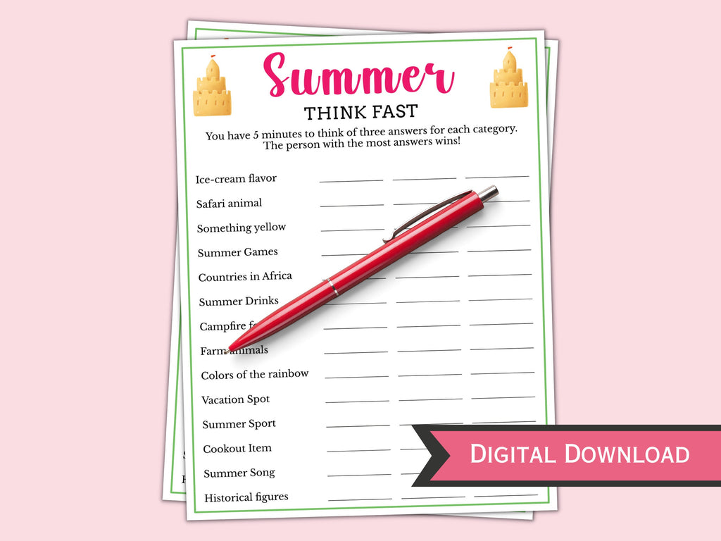 Summer Think Fast Game