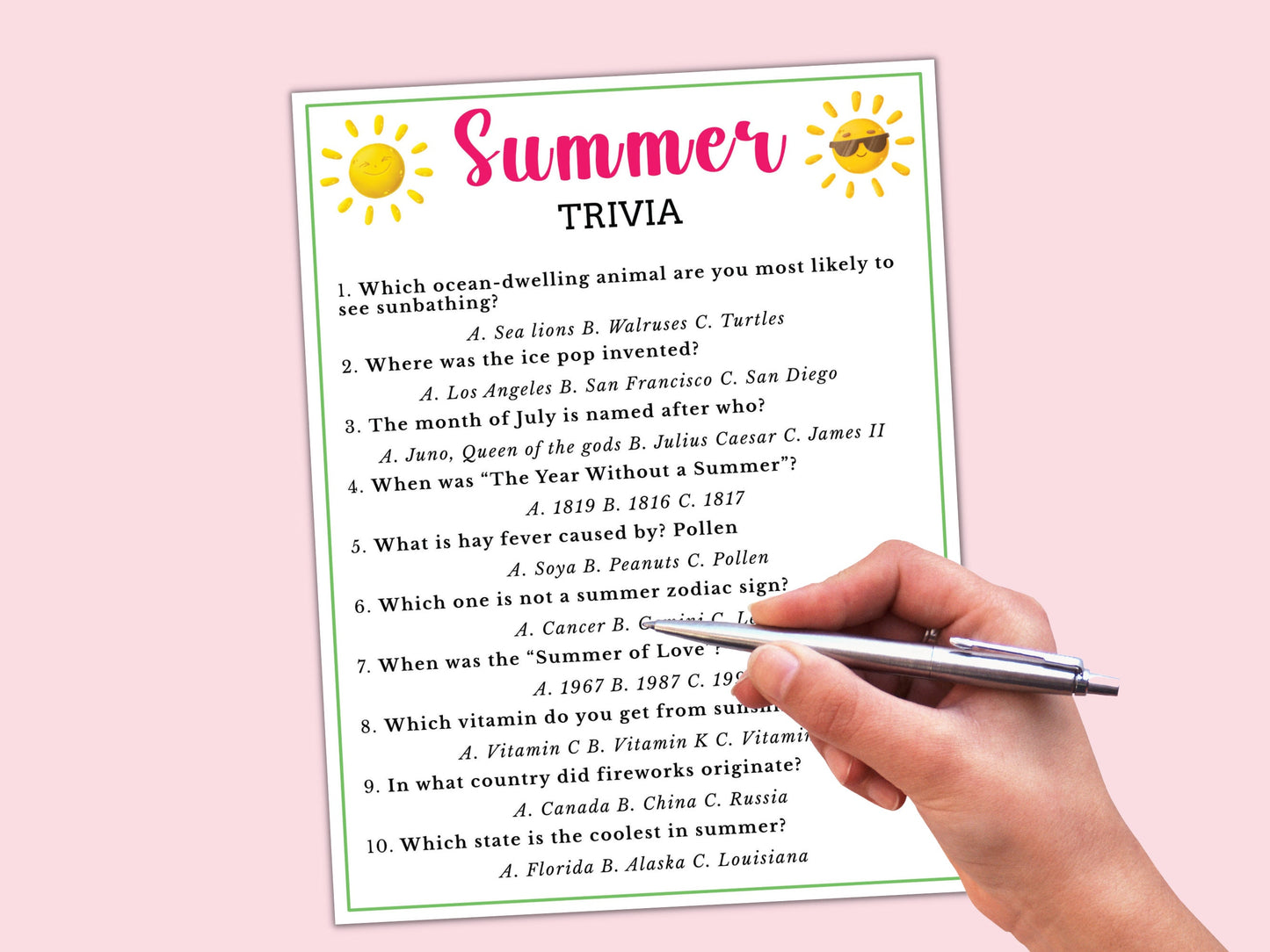 Summer Trivia Game