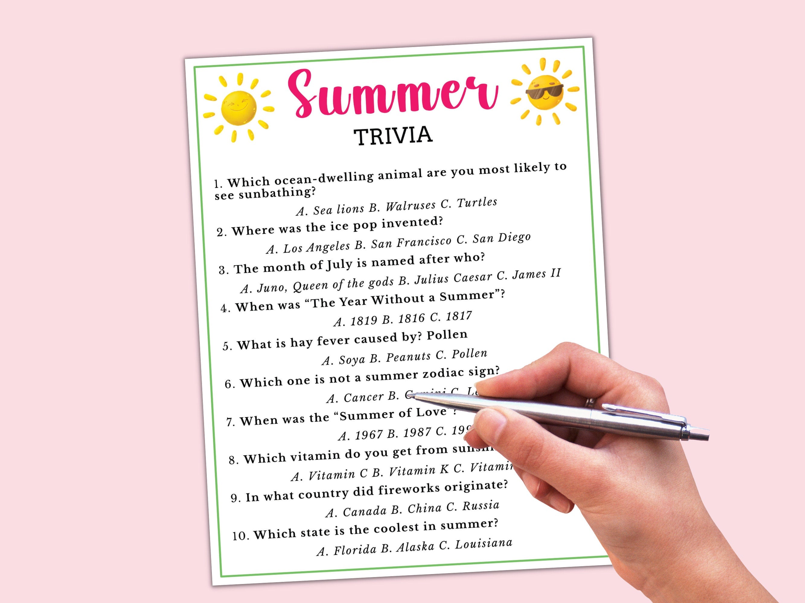 Summer Trivia Game
