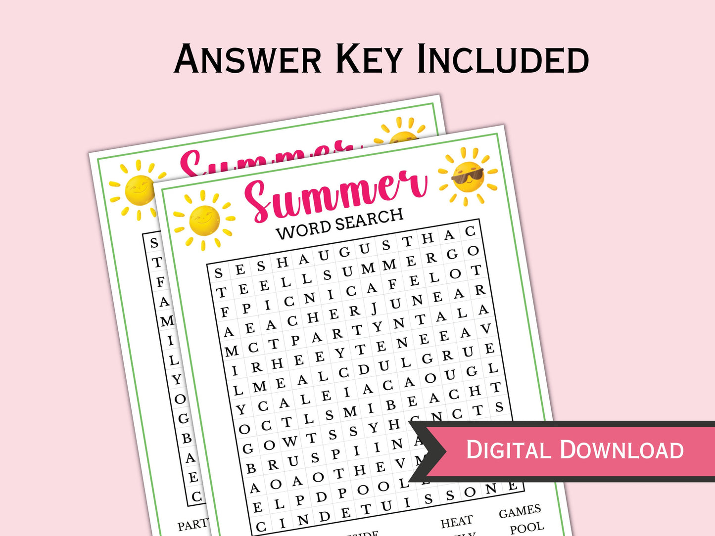 Summer Word Search Game