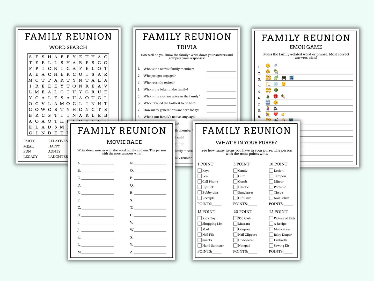 Family Reunion Party Games - 10 Games