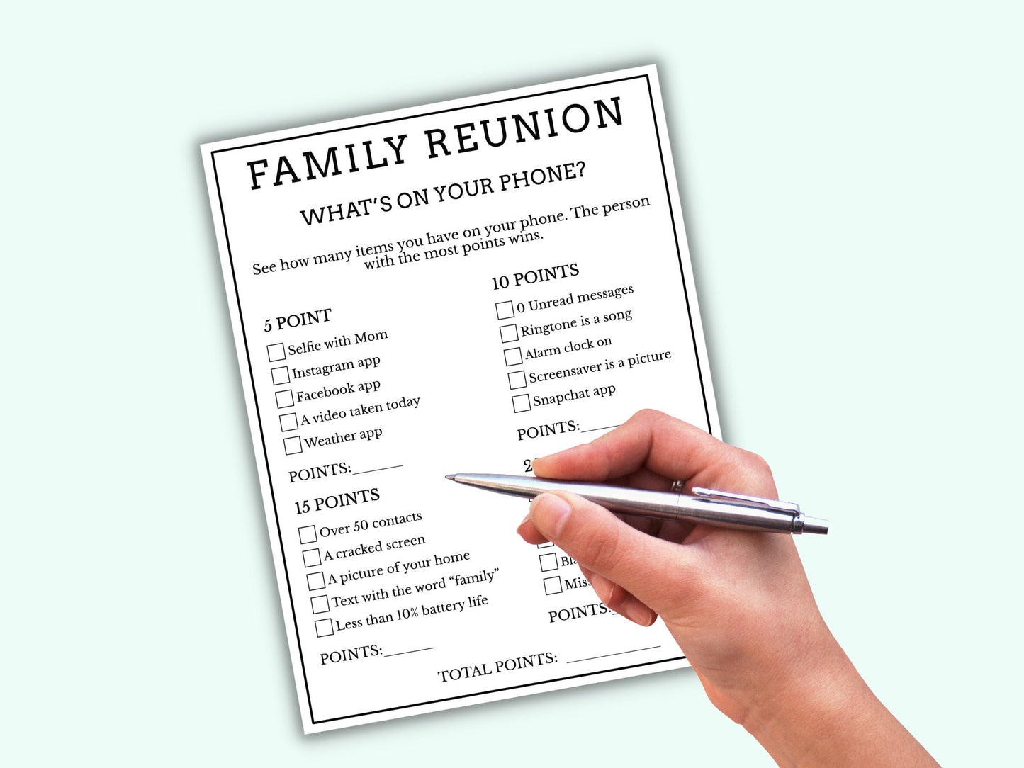 Family Reunion Party Games - 10 Games