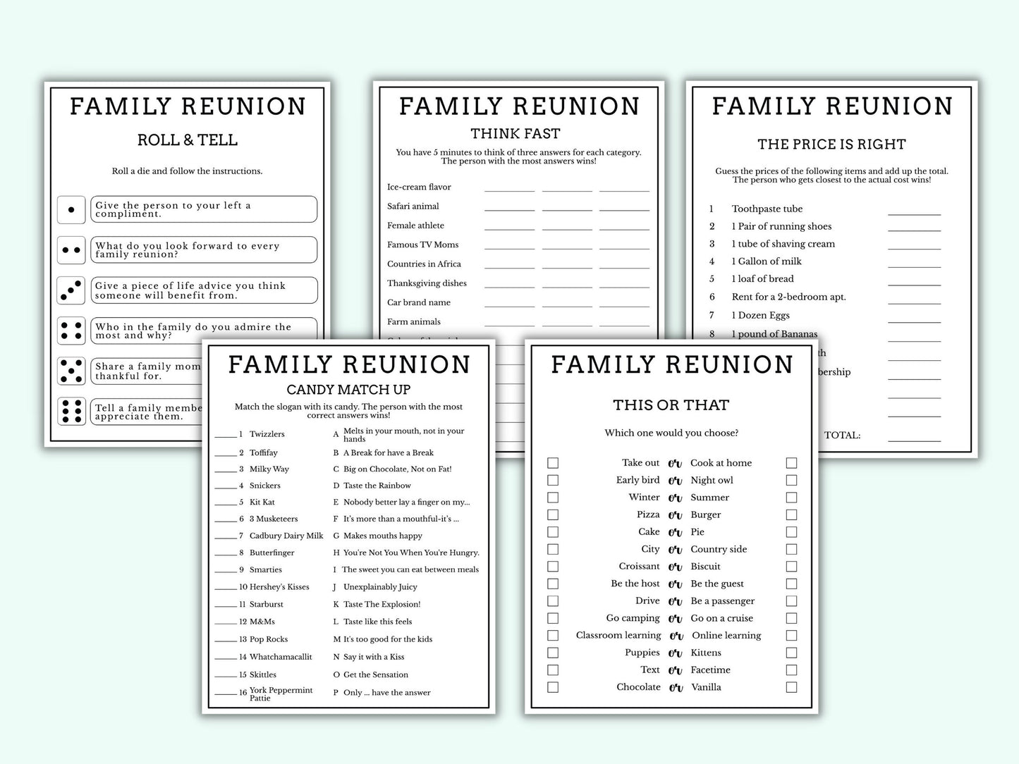 Family Reunion Games - 10 Games