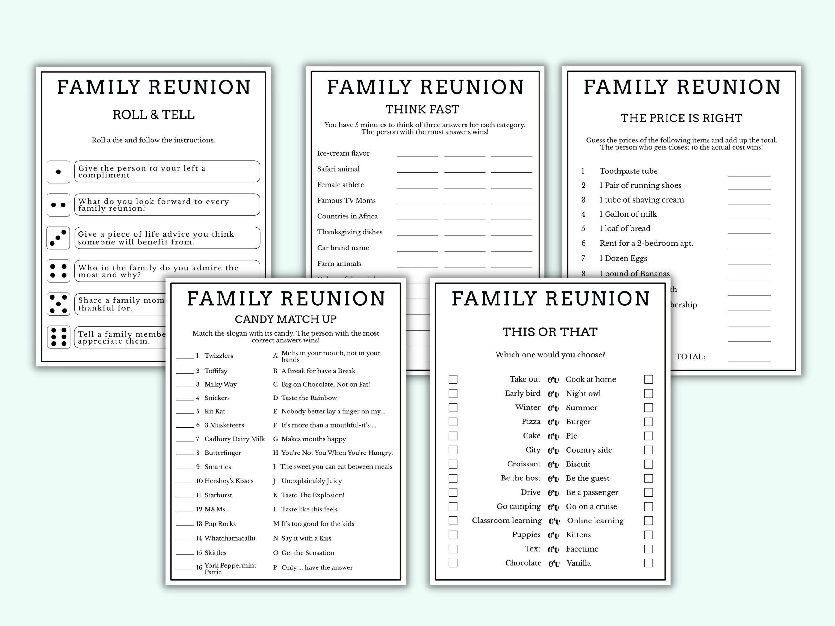 Family Reunion Games - 10 Games