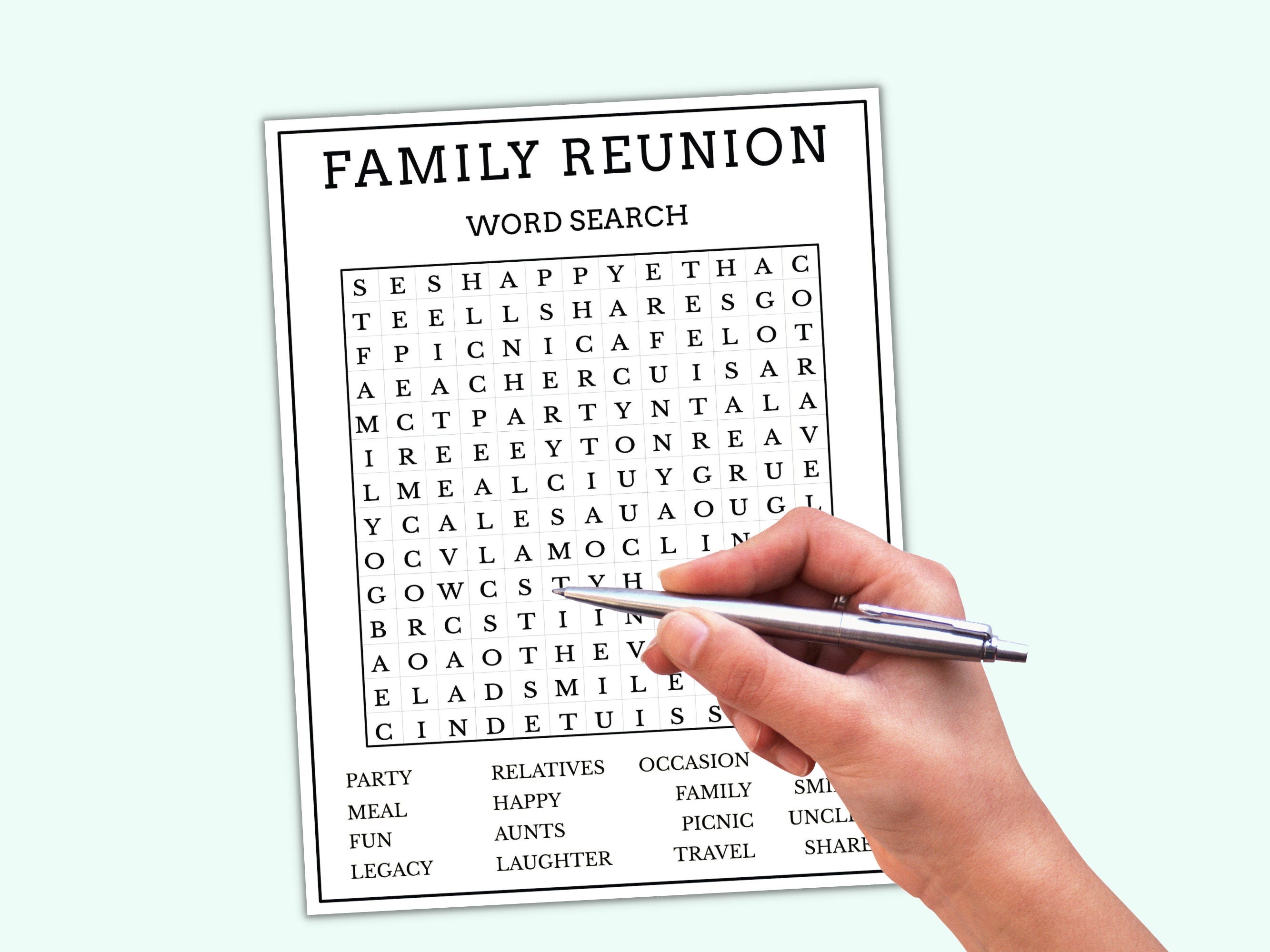 Family Reunion Word Search Game