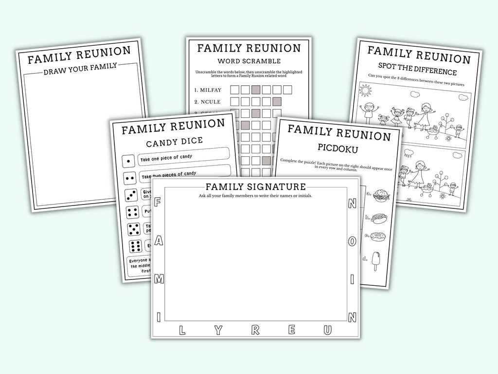 Family Reunion Games and Activities for Kids - 17 Pack