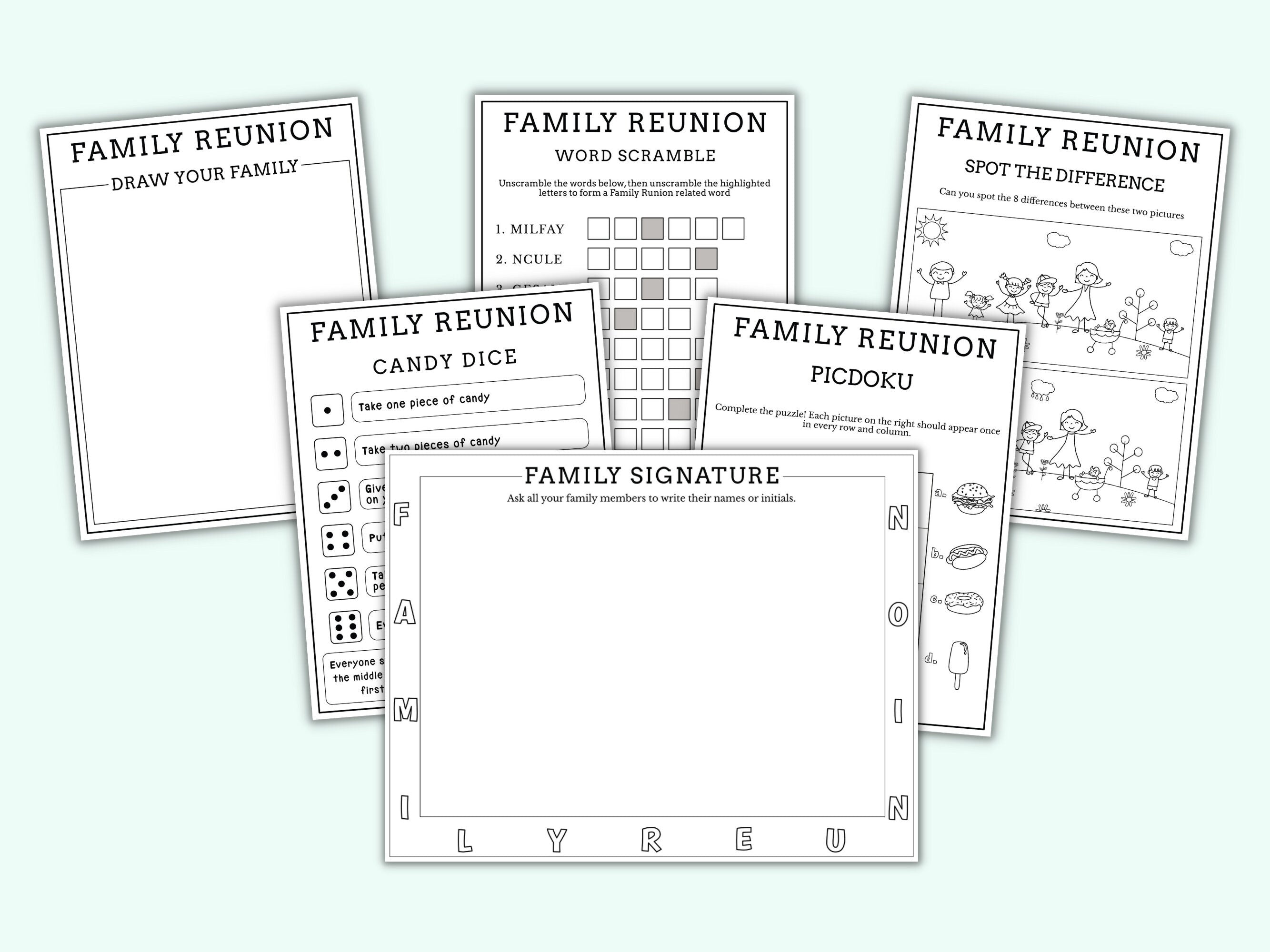 Family Reunion Games and Activities for Kids - 17 Pack